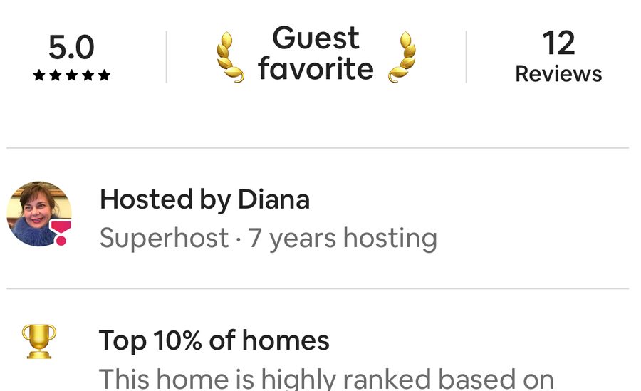 Airbnb: Guest Favorite, nota 5,0, Top 10% dintre locuințe și statut de Superhost